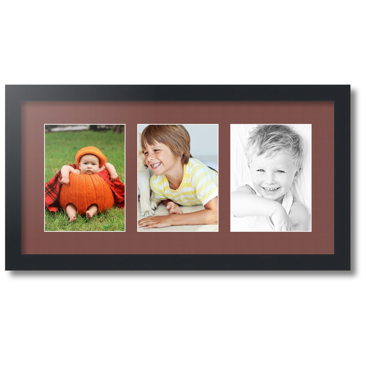 ArtToFrames Collage Photo Picture Frame with 3 - 6x8 inch Openings, Framed in Black with Over 62 Mat Color Options and Plexi Glass (CSM-3926-782)